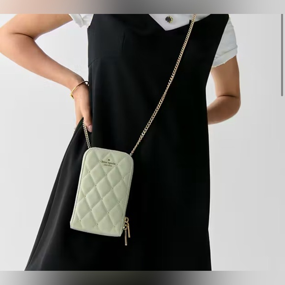 Kate Spade 18k Gold Hardware Carey Quilted Studded Phone Chain Crossbody - Picture 2 of 11